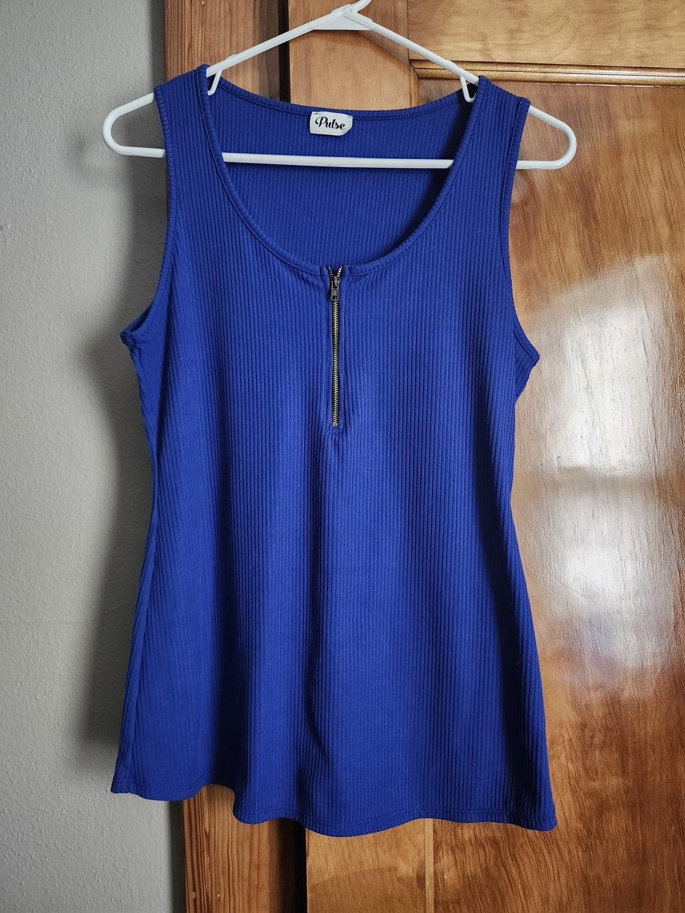 Pulse Royal Blue Ribbed Tank with Front Zip